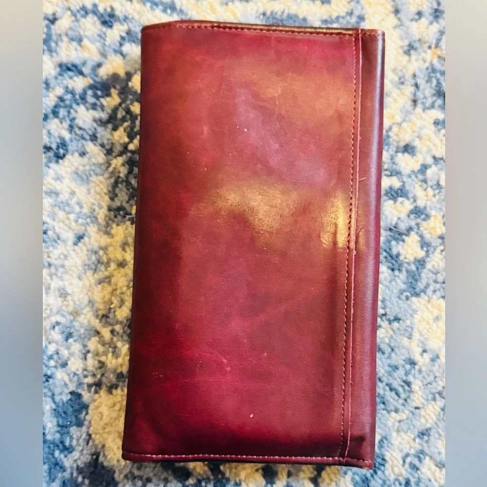 Vintage Rolfs Wallet Leather American Classic Burgundy Red 1980s Genuine Leather